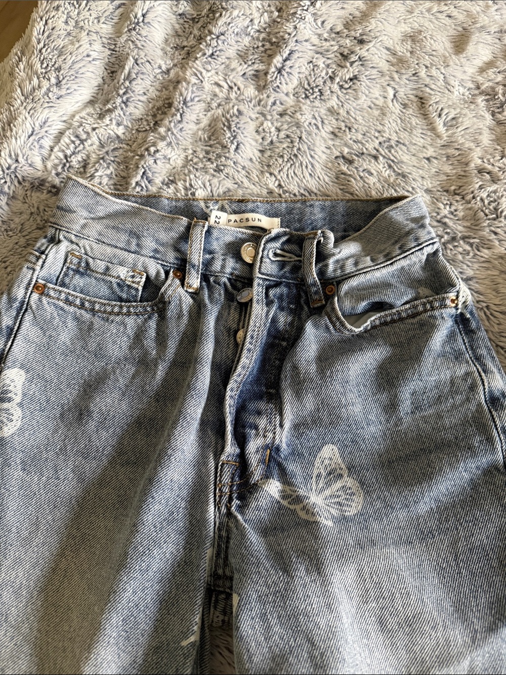 PacSun Light Blue High-Rise Butterfly Mom Jeans